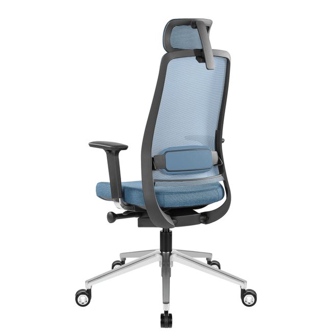FILO 2.0 Bürodrehstuhl mit Kopfstütze | Lordosenstütze, Netzrücken, Blau