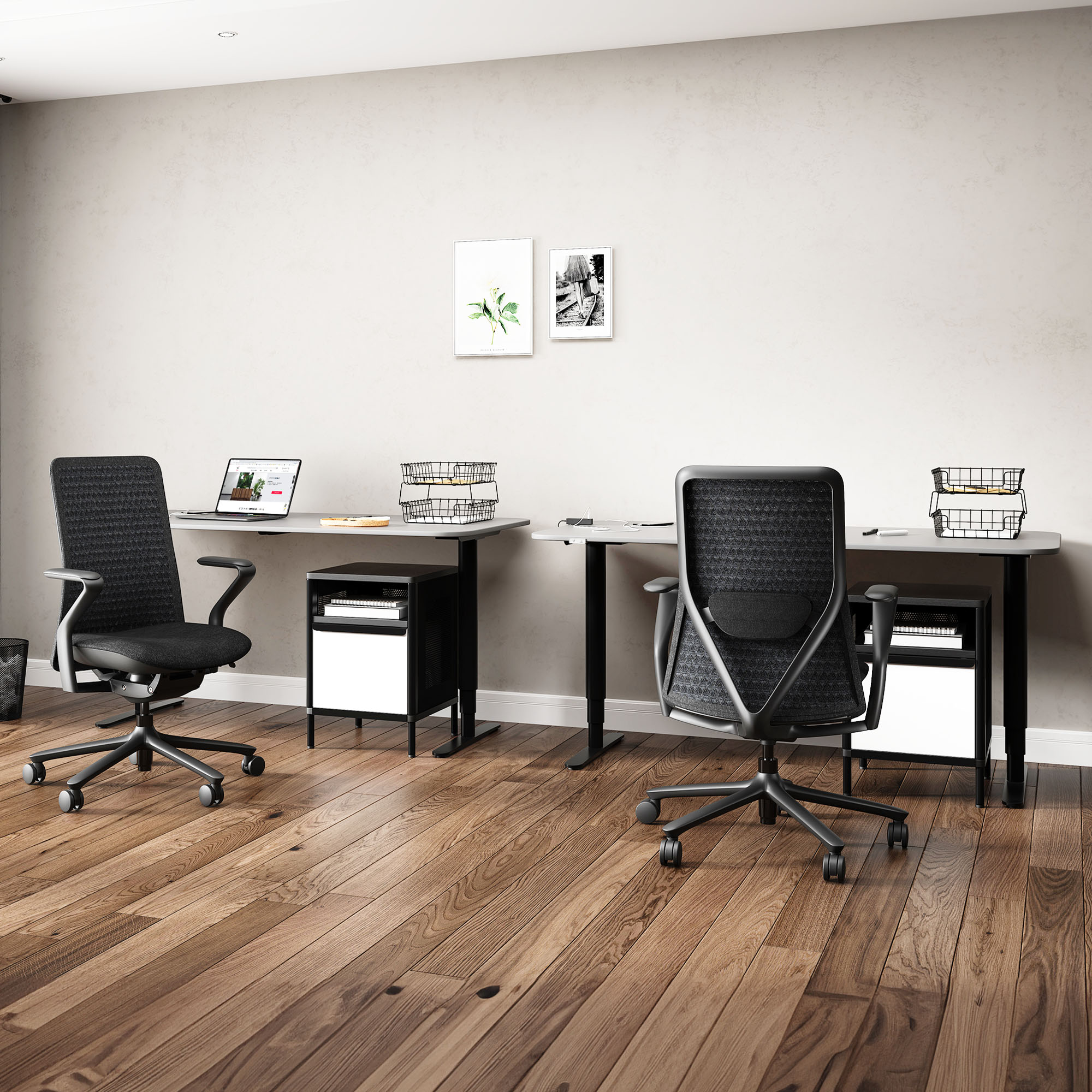 POLY Sedia oscillante per ufficio | Sedia girevole premium, copertura traspirante 3D, supporto lordosi, nero - 3 Main Image