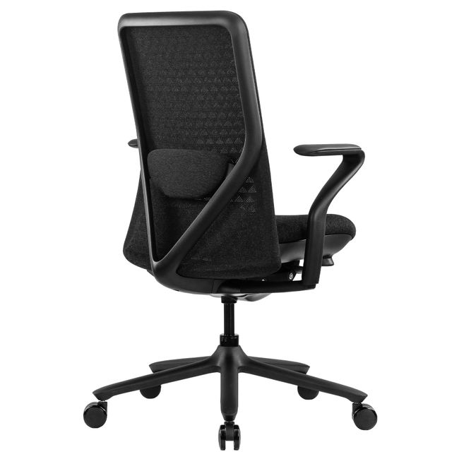 POLY Bürodrehstuhl | Premium-Drehstuhl, atmungsaktiver 3D-Knit-Bezug, Lordosenstütze, Schwarz