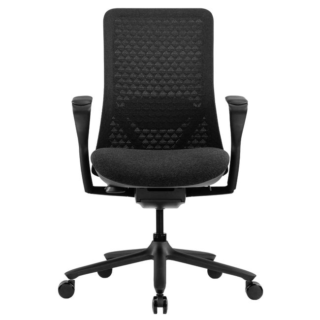 POLY Bürodrehstuhl | Premium-Drehstuhl, atmungsaktiver 3D-Knit-Bezug, Lordosenstütze, Schwarz