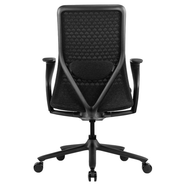 POLY Bürodrehstuhl | Premium-Drehstuhl, atmungsaktiver 3D-Knit-Bezug, Lordosenstütze, Schwarz