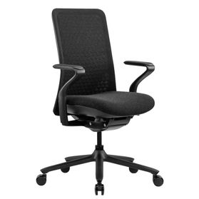 POLY Bürodrehstuhl | Premium-Drehstuhl, atmungsaktiver 3D-Knit-Bezug, Lordosenstütze, Schwarz