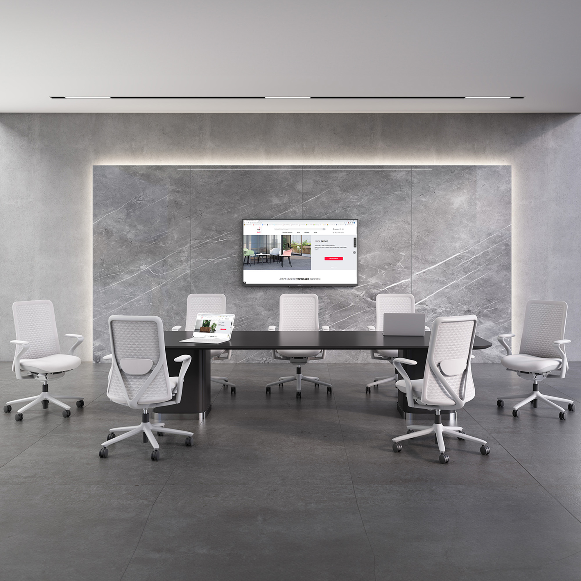 POLY Office swinging chair | Premium swinging chair lordosis support, breathable 3D-KNIT cover, light gray - 4 Main Image
