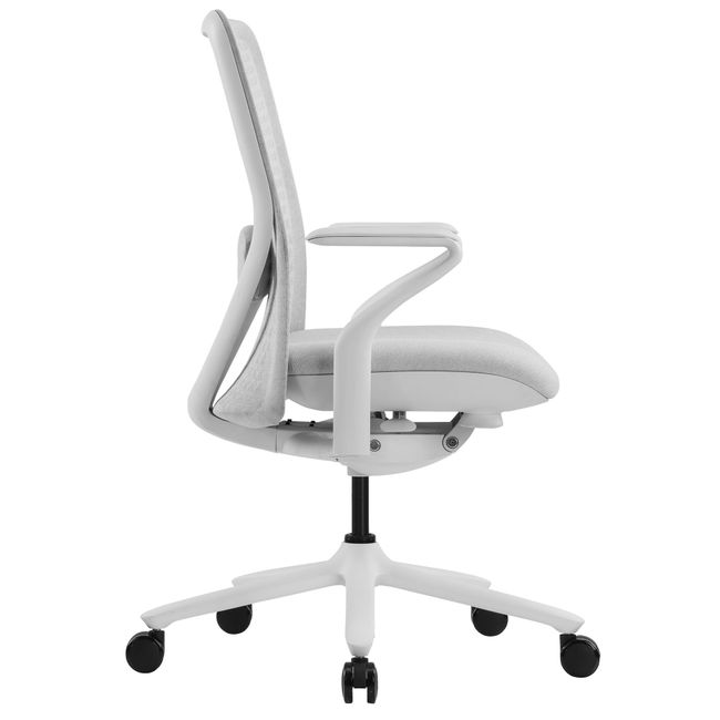 POLY Bürodrehstuhl | Premium-Drehstuhl Lordosenstütze, atmungsaktiver 3D-Knit-Bezug, Hellgrau