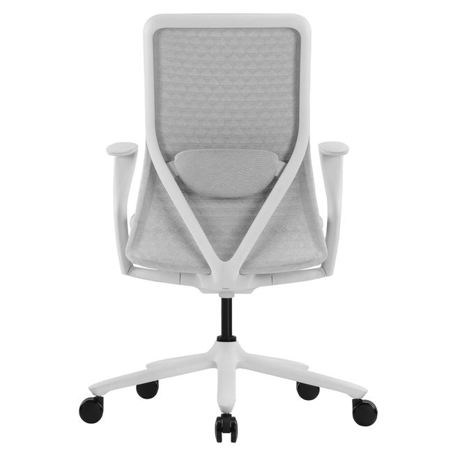 POLY Bürodrehstuhl | Premium-Drehstuhl Lordosenstütze, atmungsaktiver 3D-Knit-Bezug, Hellgrau