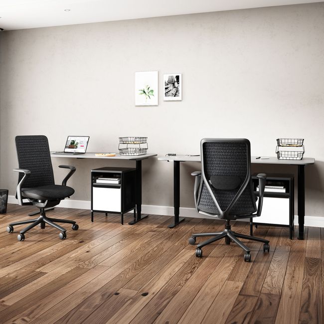 POLY Bürodrehstuhl | Premium-Drehstuhl, atmungsaktiver 3D-Knit-Bezug, Lordosenstütze, Coral