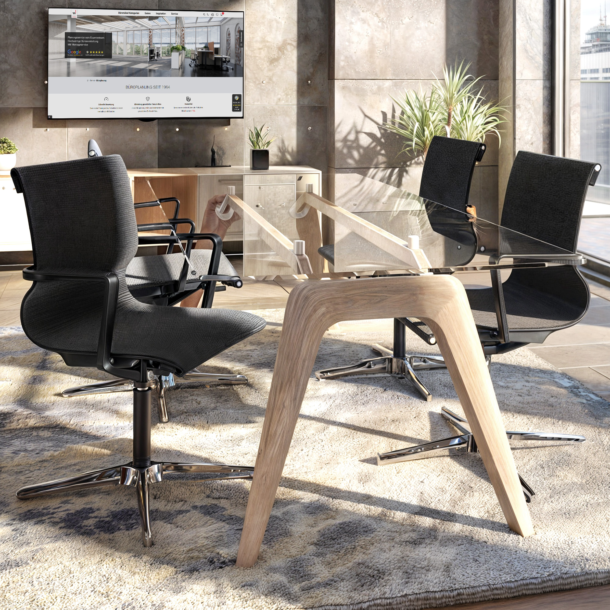 PROV-1 conference chair | Breathable mesh back, height adjustable, black - 9 Main Image
