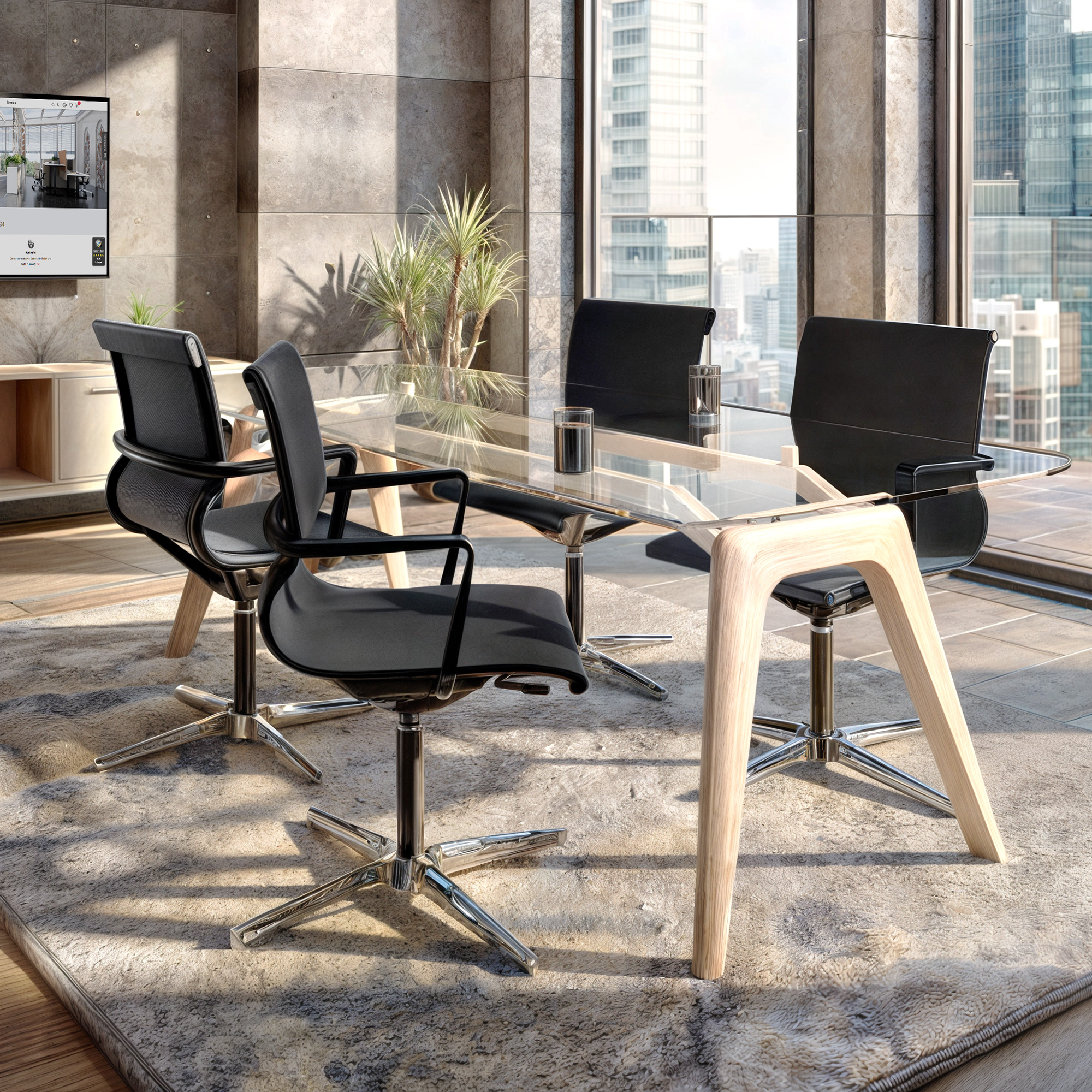 PROV-1 conference chair | Breathable mesh back, height adjustable, black - 8 Main Image