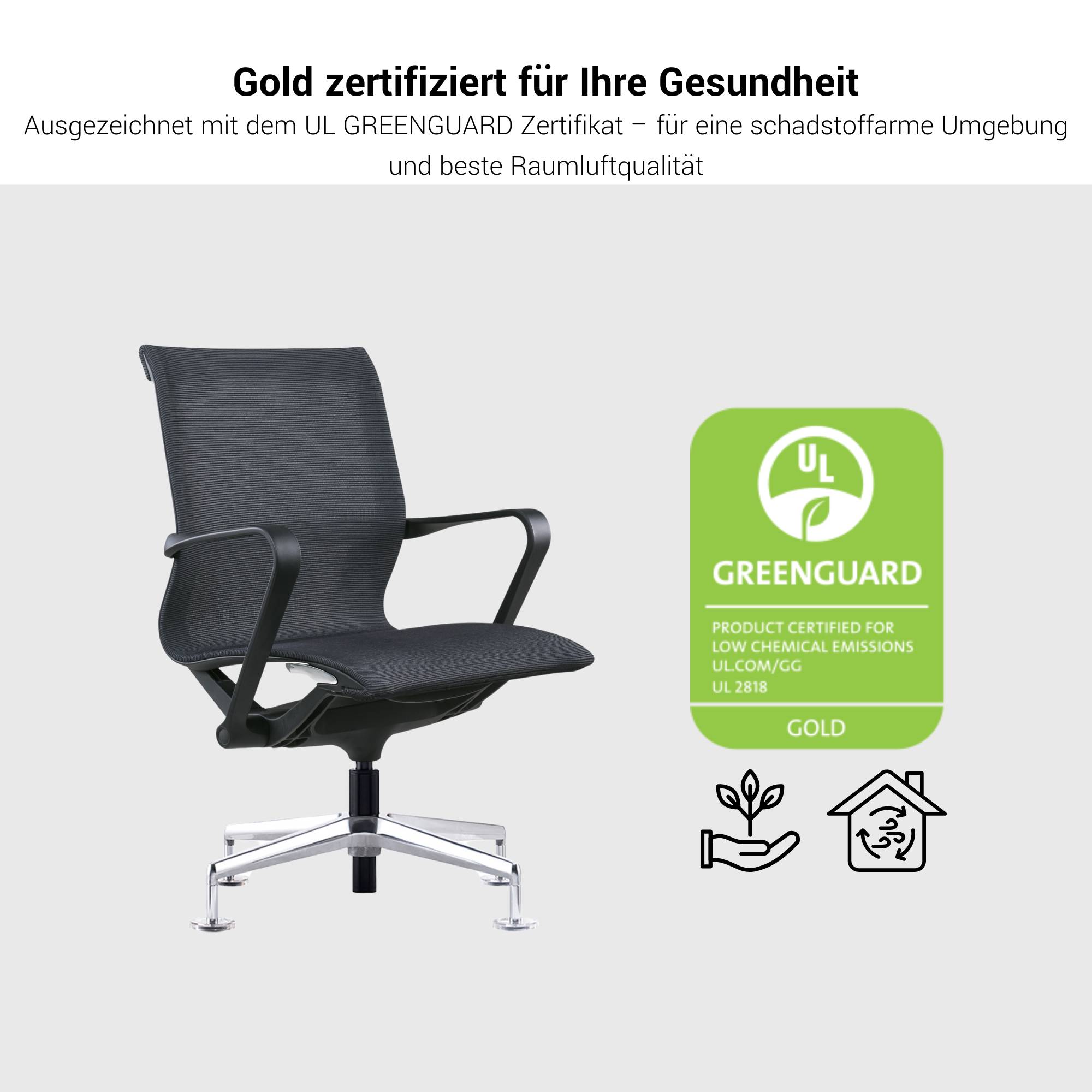 PROV-1 conference chair | Breathable mesh back, height adjustable, black - 10 Main Image