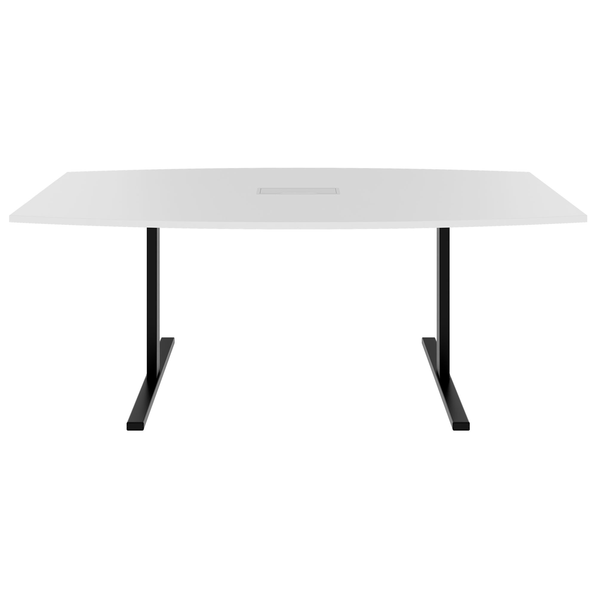 T-EASY conference table | boat shape, 1800 - 2400 mm (6 - 10 people), cable flap optional, white - 2 Main Image