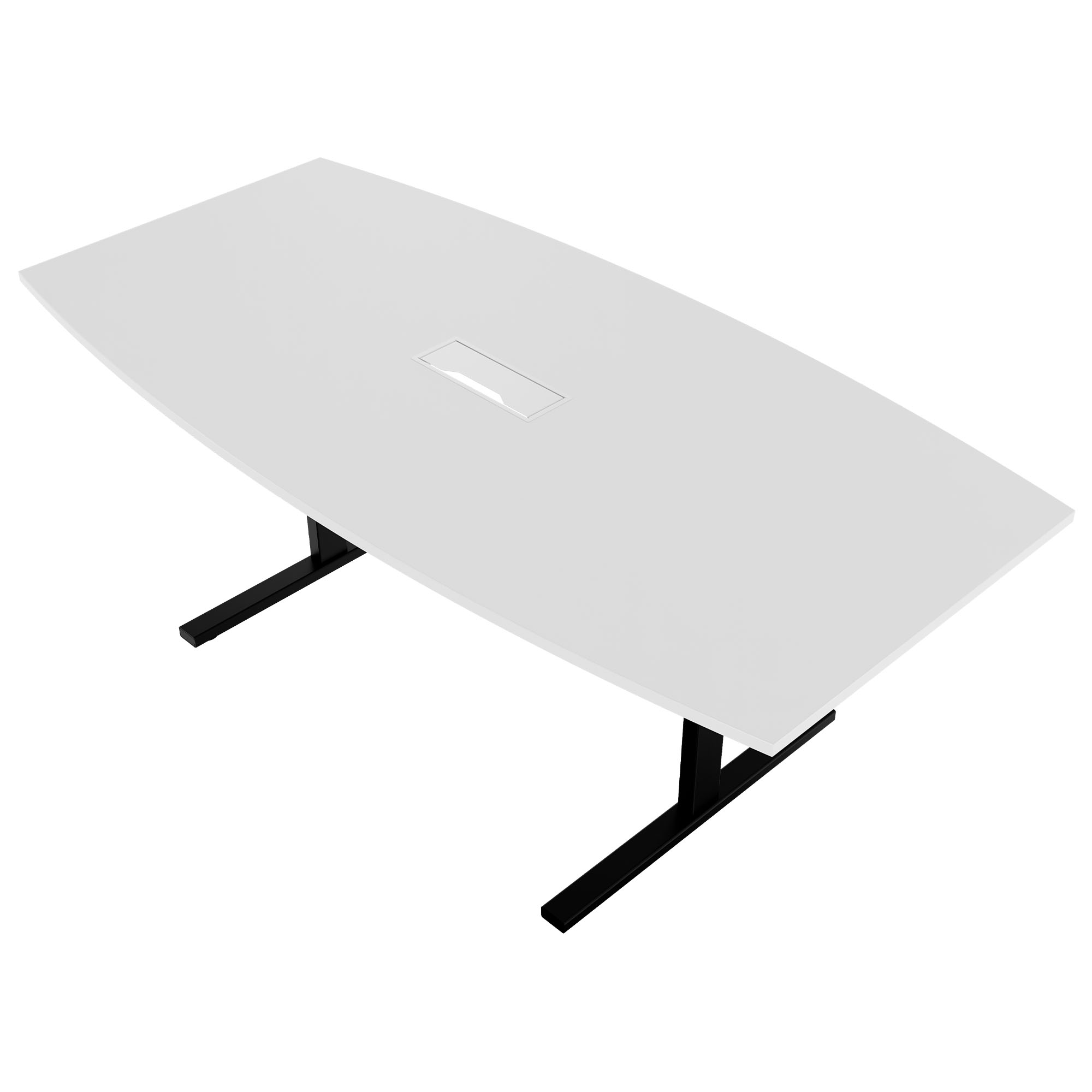 T-EASY conference table | boat shape, 1800 - 2400 mm (6 - 10 people), cable flap optional, white - 3 Main Image