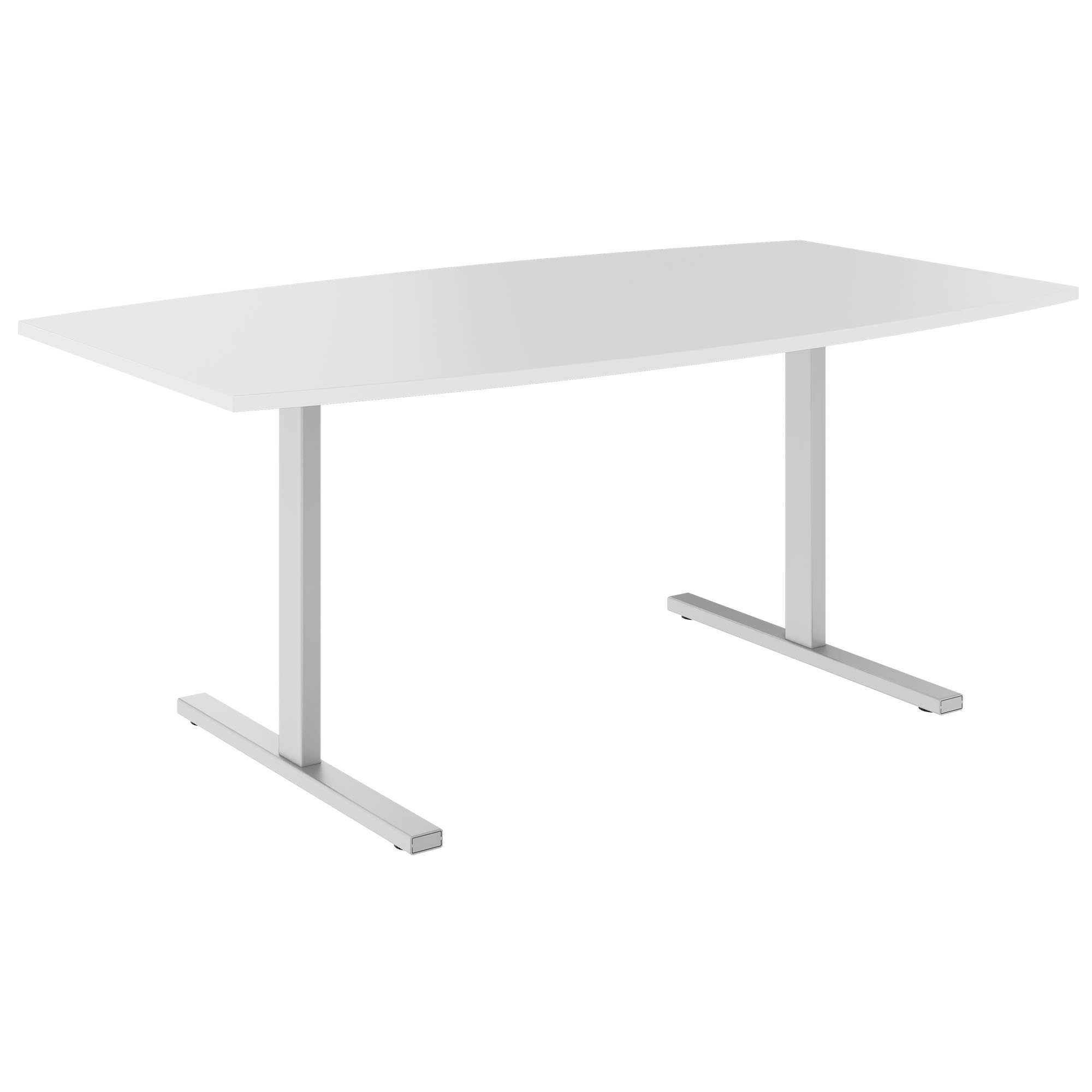 T-EASY conference table | boat shape, 1800 - 2400 mm (6 - 10 people), cable flap optional, white - 1 Main Image