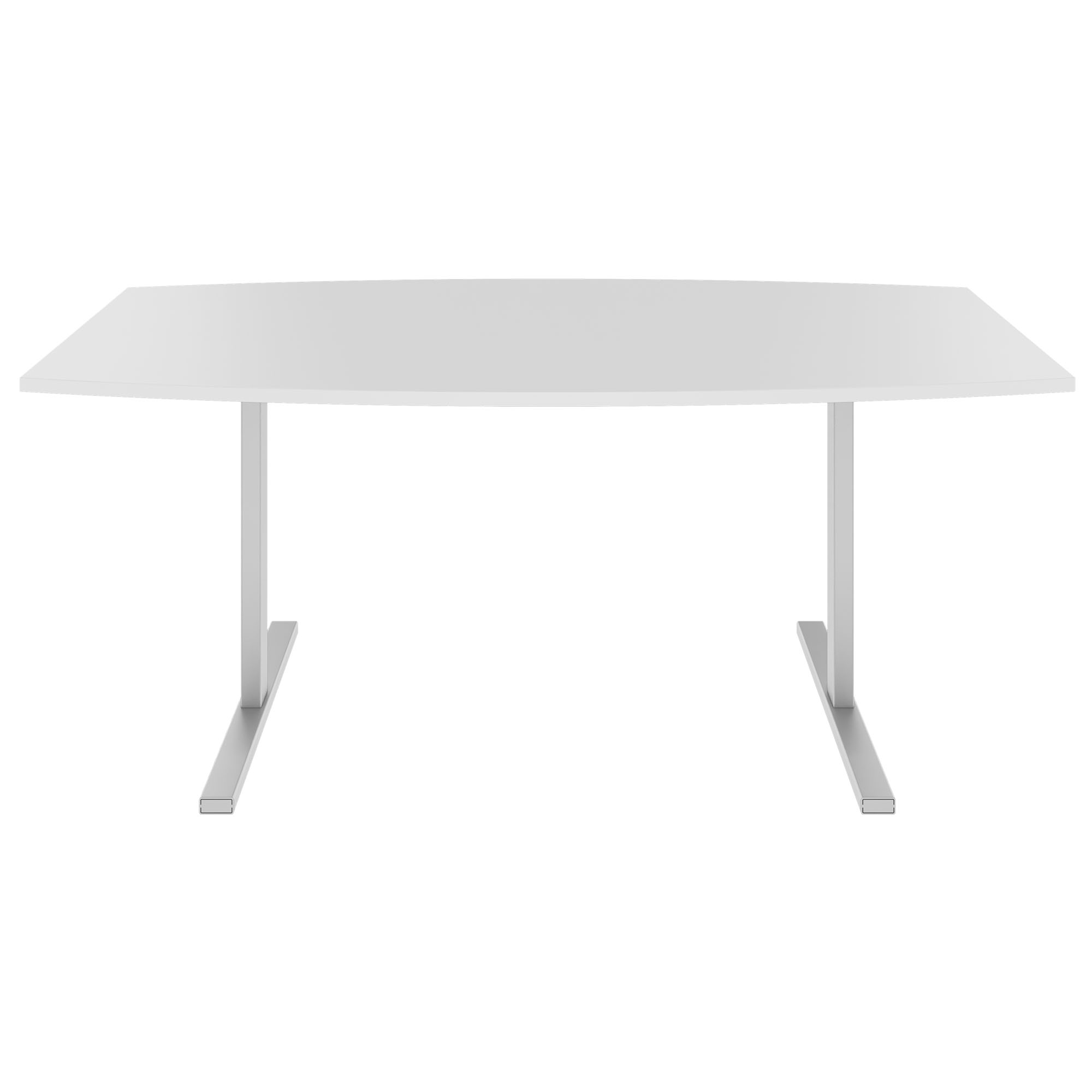 T-EASY conference table | boat shape, 1800 - 2400 mm (6 - 10 people), cable flap optional, white - 2 Main Image