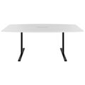 T-EASY conference table | boat shape, 1800 - 2400 mm (6 - 10 people), cable flap optional, white - 2 Thumbnail Image