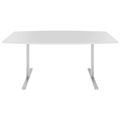 T-EASY conference table | boat shape, 1800 - 2400 mm (6 - 10 people), cable flap optional, white - 2 Thumbnail Image
