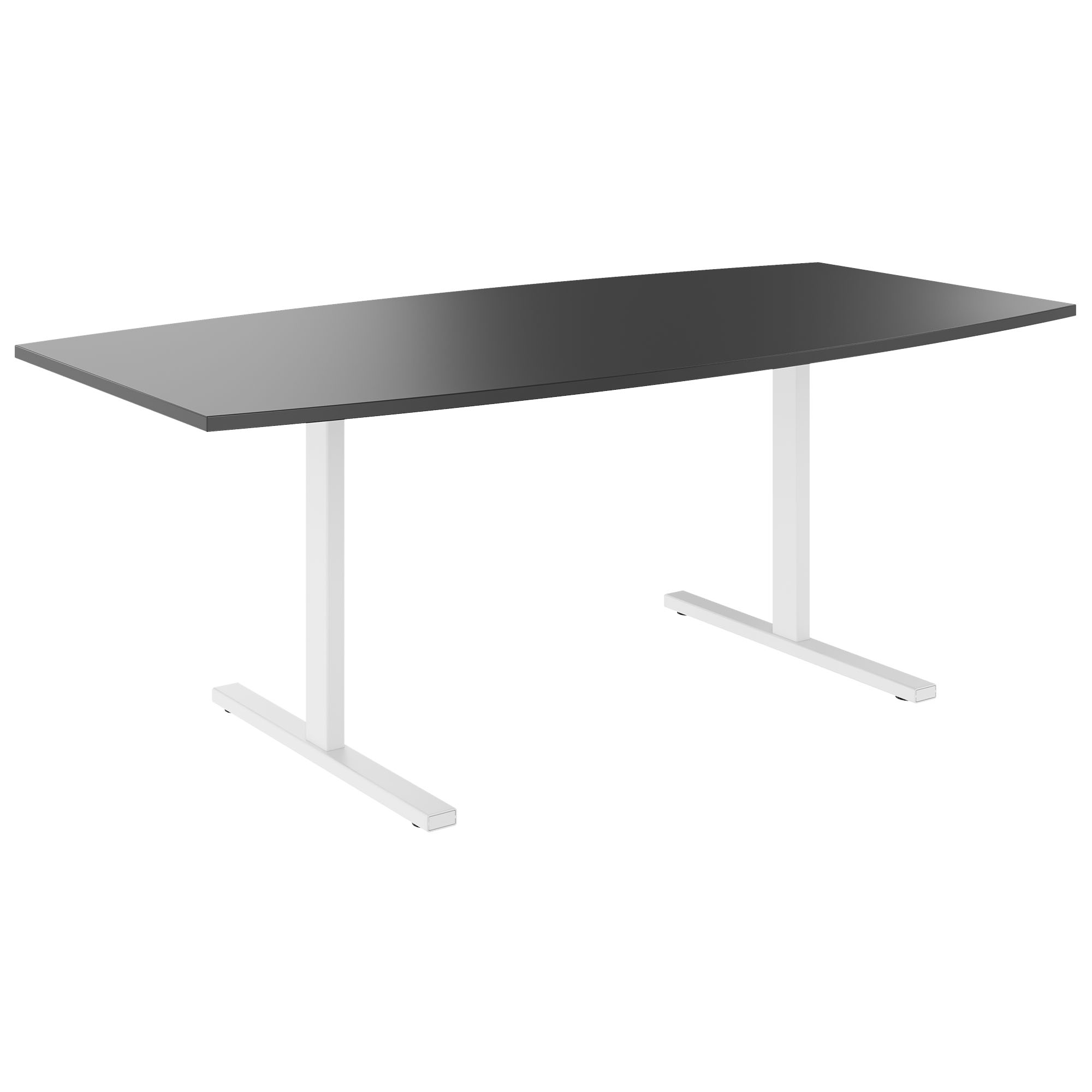 T-EASY Konferenztisch | Bootsform, 1800 - 2400 mm (6 - 10 Personen), Kabelklappe optional, Anthrazit - 1 Main Image