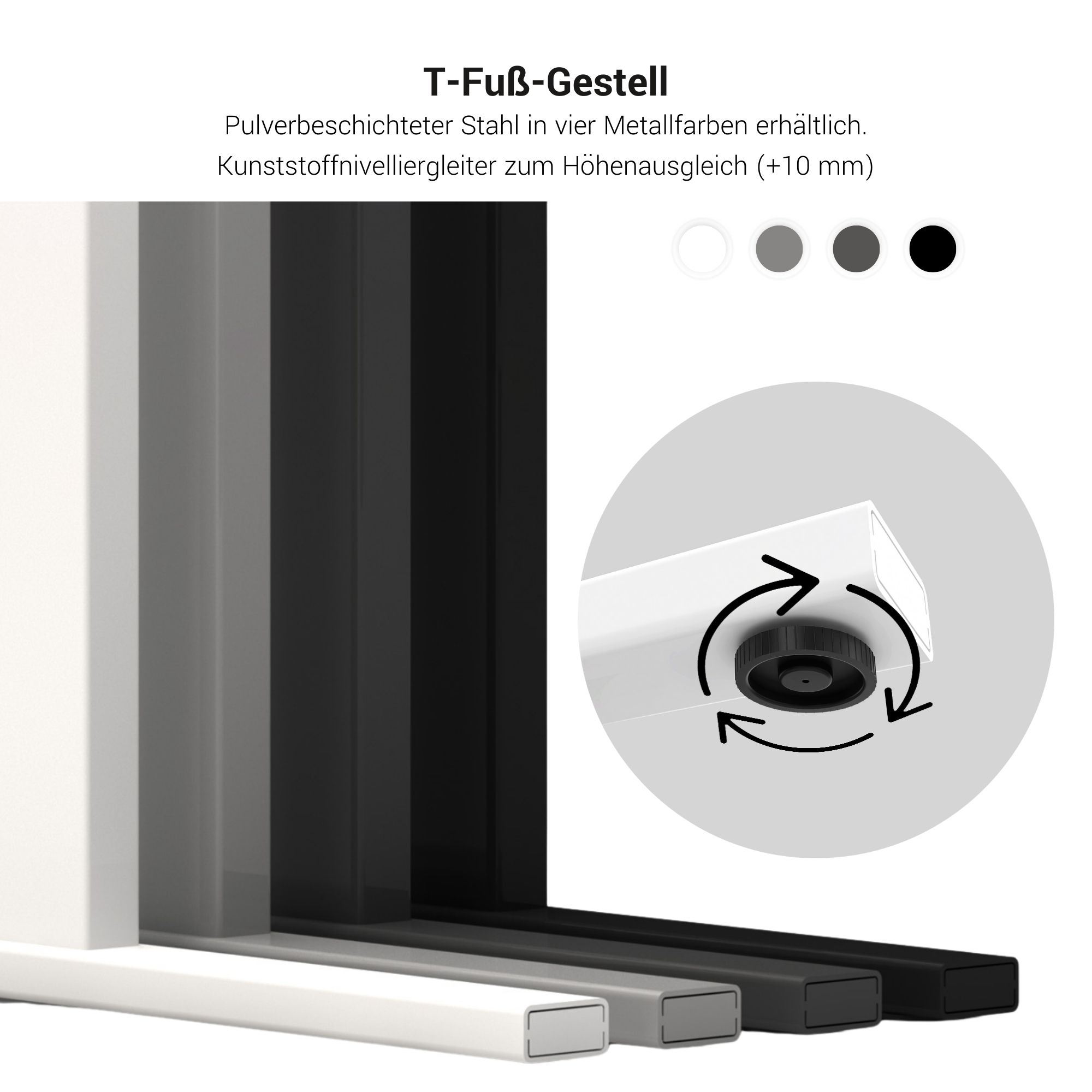 T-EASY Konferenztisch | Bootsform, 1800 - 2400 mm (6 - 10 Personen), Kabelklappe optional, Anthrazit - 6 Main Image
