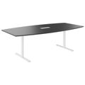 T-EASY conference table | boat shape, 1800 - 2400 mm (6 - 10 people), cable flap optional, anthracite - 1 Thumbnail Image