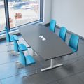 T-EASY Konferenztisch | Bootsform, 1800 - 2400 mm (6 - 10 Personen), Kabelklappe optional, Anthrazit