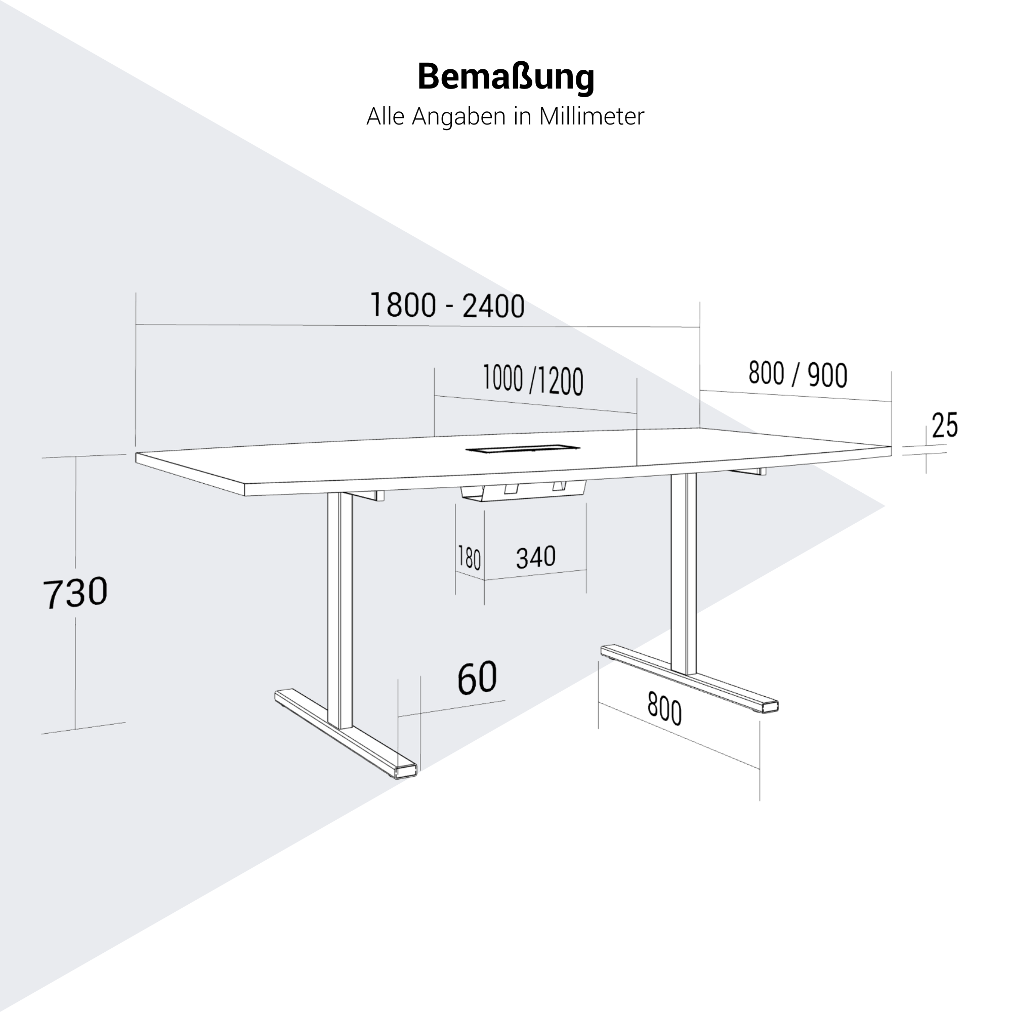 T-EASY Konferenztisch | Bootsform, 1800 - 2400 mm (6 - 10 Personen), Kabelklappe optional, Nussbaum - 9 Main Image