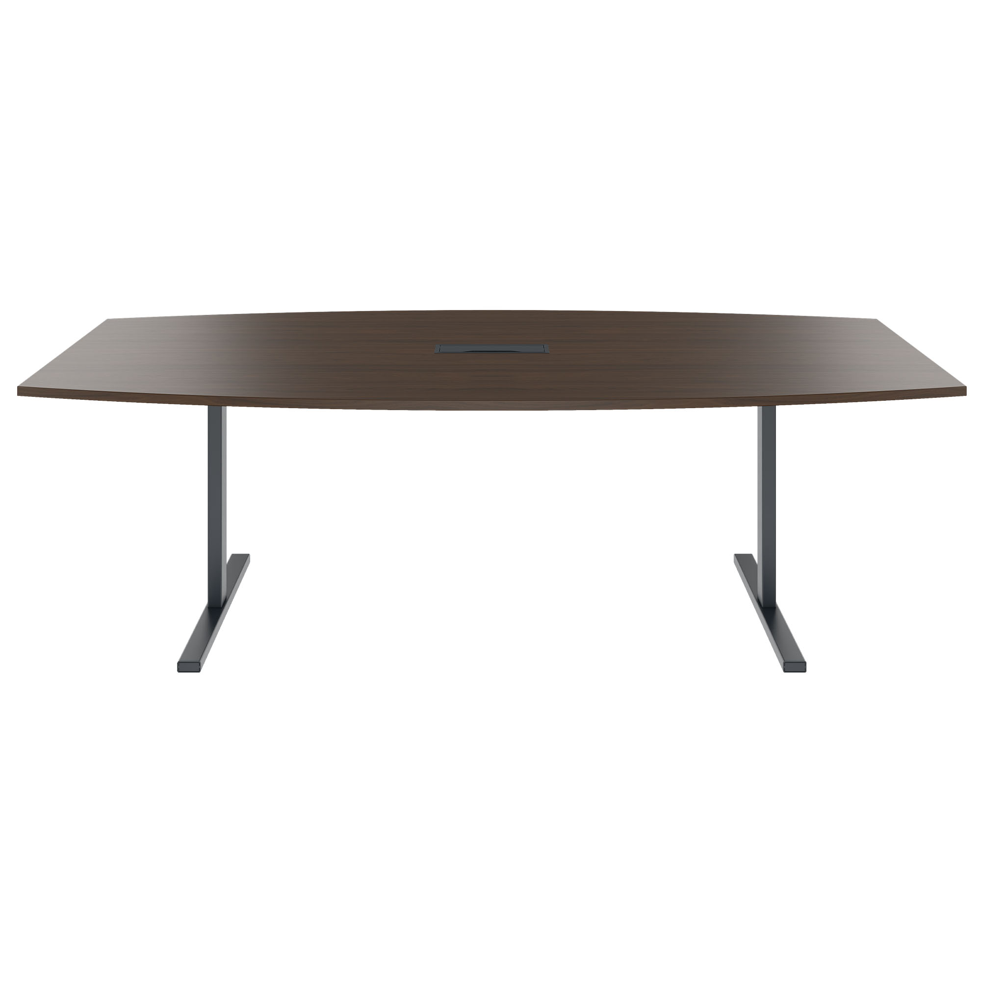 T-EASY Konferenztisch | Bootsform, 1800 - 2400 mm (6 - 10 Personen), Kabelklappe optional, Nussbaum - 2 Main Image