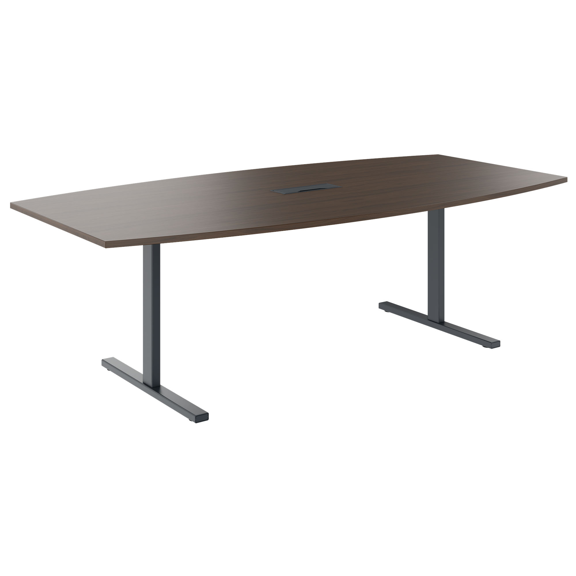 T-EASY Konferenztisch | Bootsform, 1800 - 2400 mm (6 - 10 Personen), Kabelklappe optional, Nussbaum - 1 Main Image