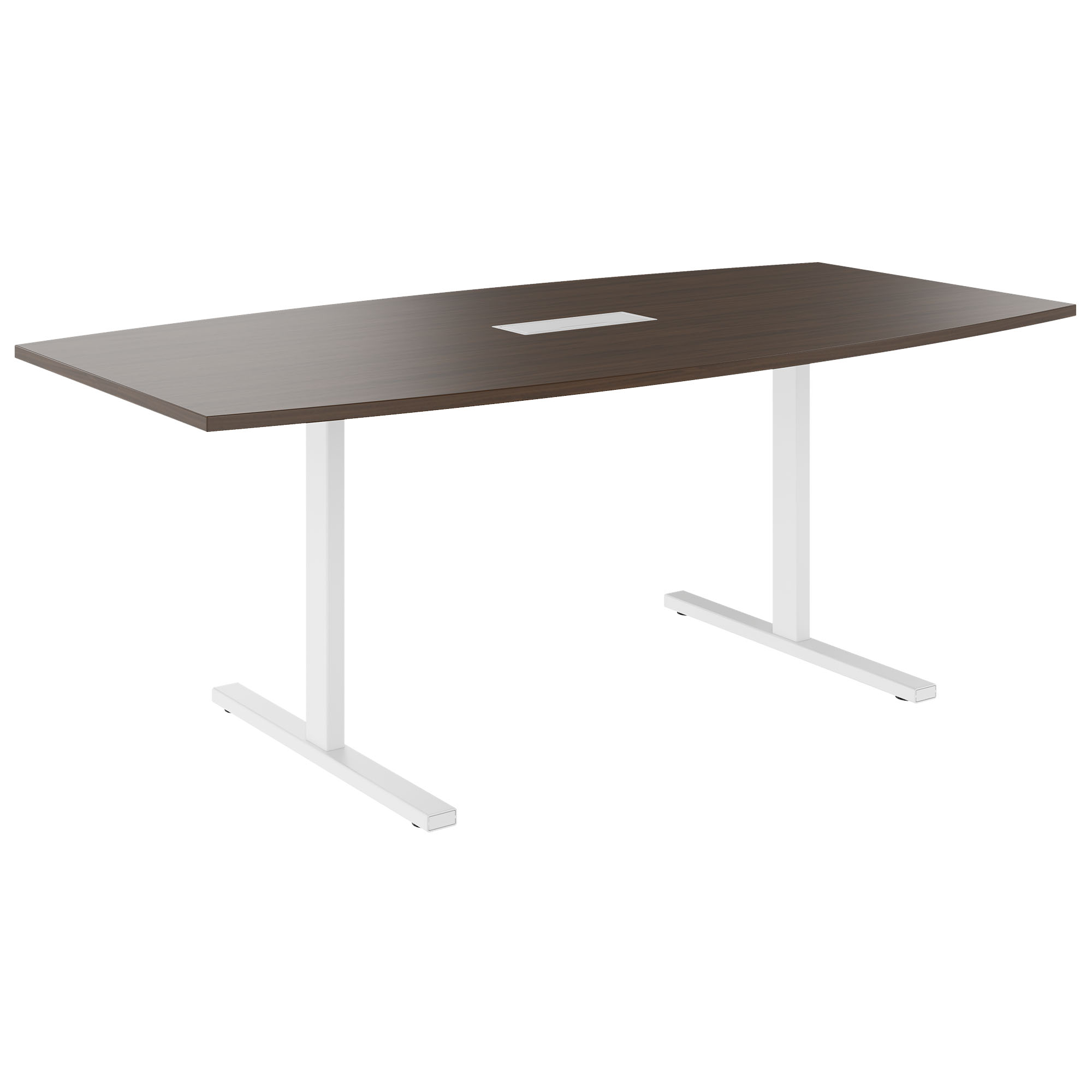 T-EASY Konferenztisch | Bootsform, 1800 - 2400 mm (6 - 10 Personen), Kabelklappe optional, Nussbaum - 1 Main Image