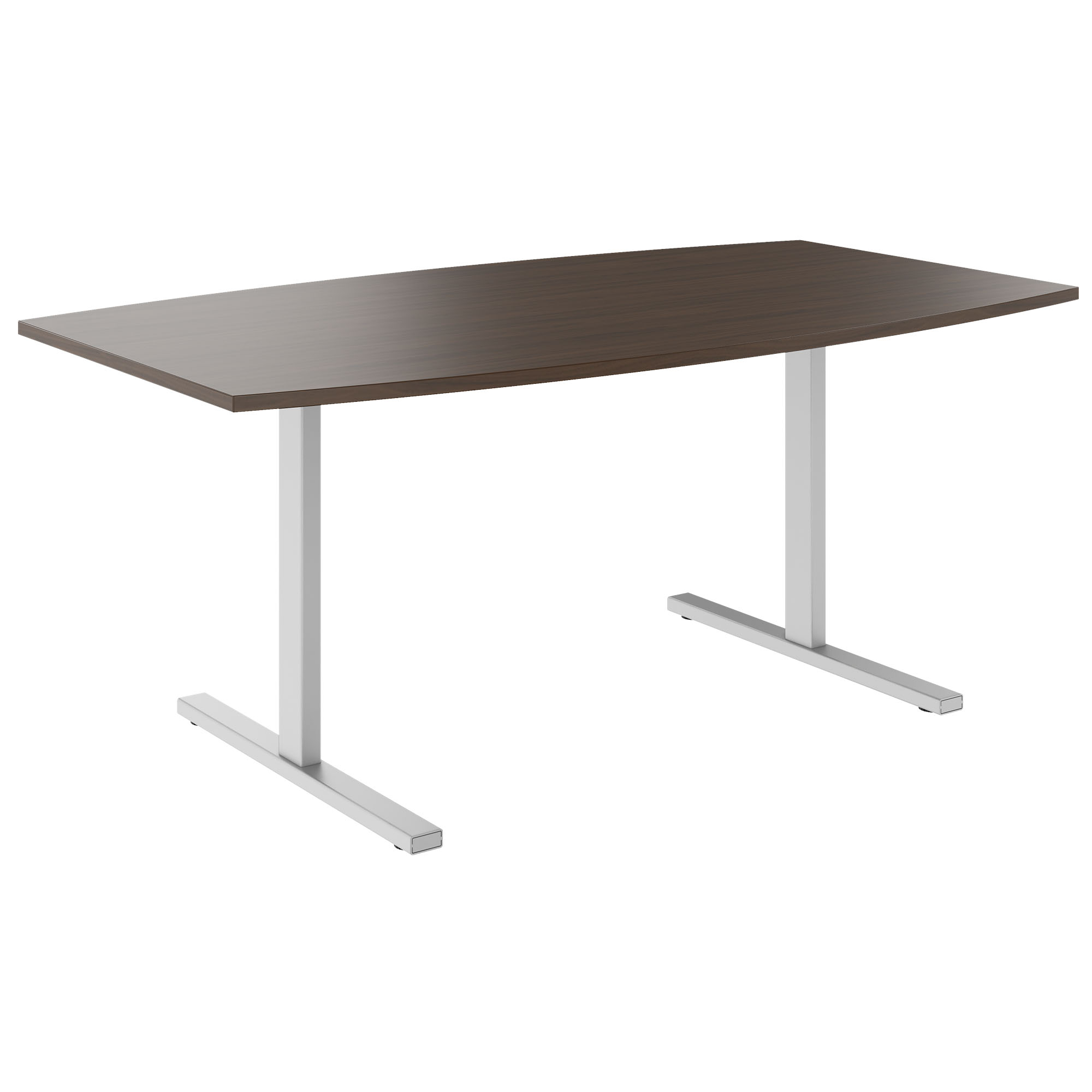 T-EASY Konferenztisch | Bootsform, 1800 - 2400 mm (6 - 10 Personen), Kabelklappe optional, Nussbaum - 1 Main Image