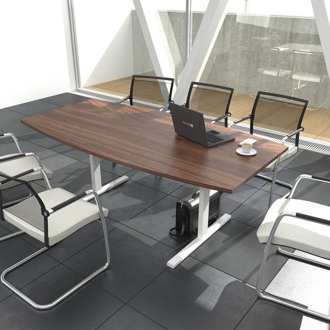 T-EASY Konferenztisch | Bootsform, 1800 - 2400 mm (6 - 10 Personen), Kabelklappe optional, Nussbaum T-EASY Konferenztisch | Bootsform, 1800 - 2400 mm (6 - 10 Personen), Kabelklappe optional, Nussbaum