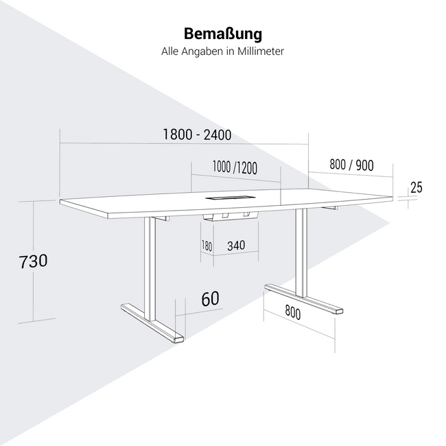 T-EASY Konferenztisch | Bootsform, 1800 - 2400 mm (6 - 10 Personen), Kabelklappe optional, Nussbaum T-EASY Konferenztisch | Bootsform, 1800 - 2400 mm (6 - 10 Personen), Kabelklappe optional, Nussbaum