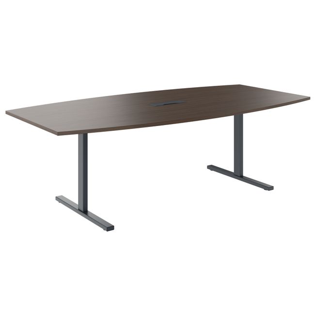 T-EASY Konferenztisch | Bootsform, 1800 - 2400 mm (6 - 10 Personen), Kabelklappe optional, Nussbaum