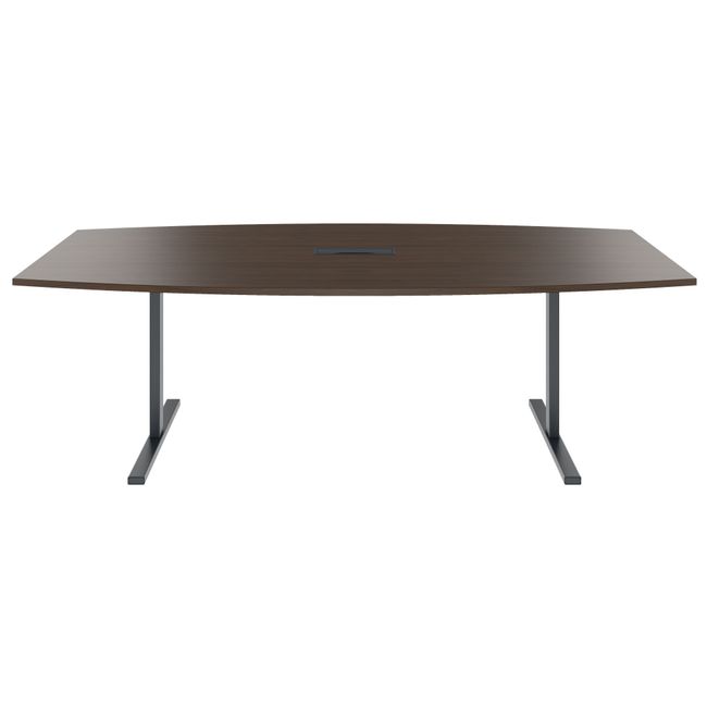 T-EASY Konferenztisch | Bootsform, 1800 - 2400 mm (6 - 10 Personen), Kabelklappe optional, Nussbaum