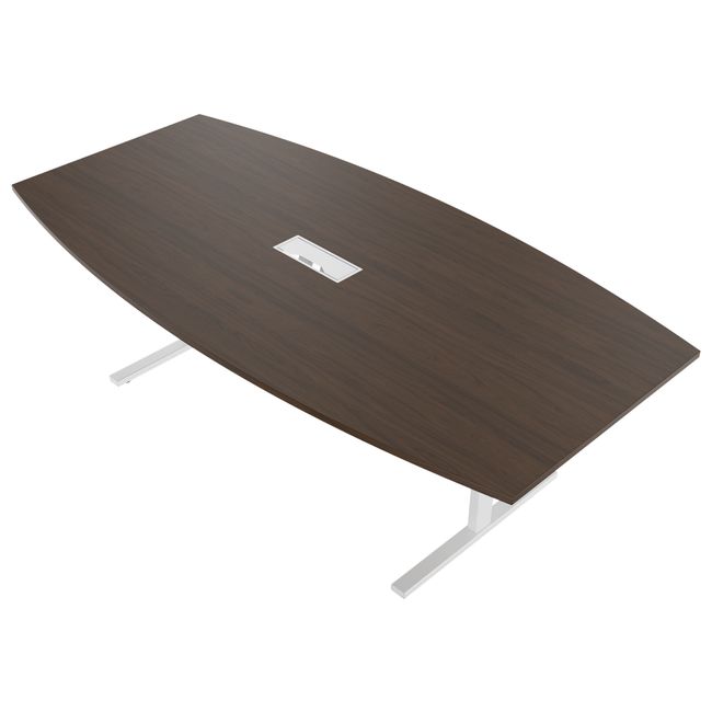 T-EASY Konferenztisch | Bootsform, 1800 - 2400 mm (6 - 10 Personen), Kabelklappe optional, Nussbaum
