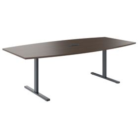 T-EASY Konferenztisch | Bootsform, 1800 - 2400 mm (6 - 10 Personen), Kabelklappe optional, Nussbaum