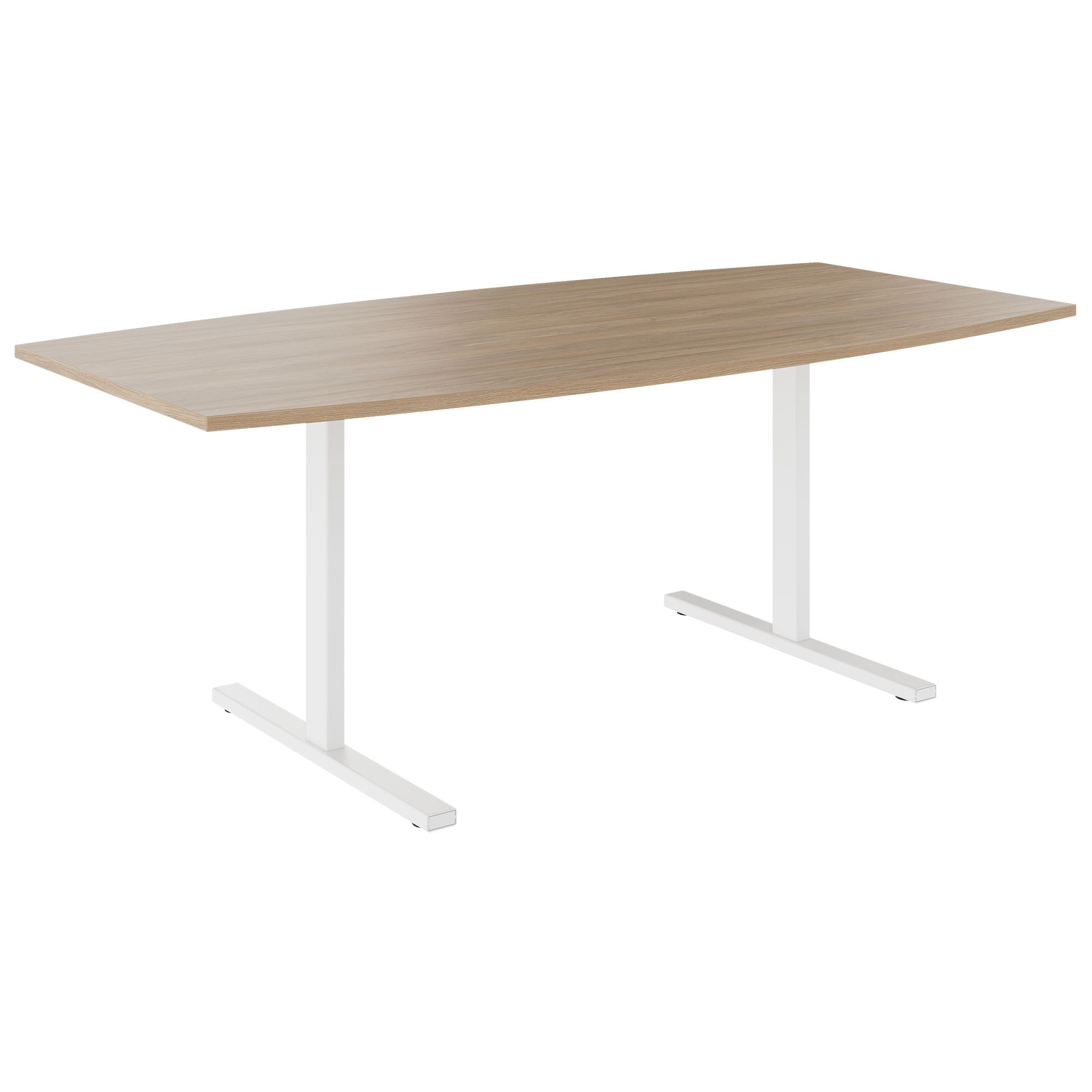 T-EASY Konferenztisch | Bootsform, 1800 - 2400 mm (6 - 10 Personen), Kabelklappe optional, Bernsteineiche - 2 Main Image