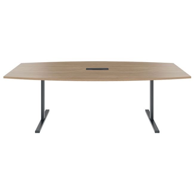 T-EASY Konferenztisch | Bootsform, 1800 - 2400 mm (6 - 10 Personen), Kabelklappe optional, Bernsteineiche