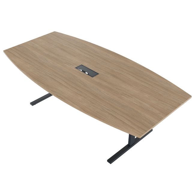 T-EASY Konferenztisch | Bootsform, 1800 - 2400 mm (6 - 10 Personen), Kabelklappe optional, Bernsteineiche