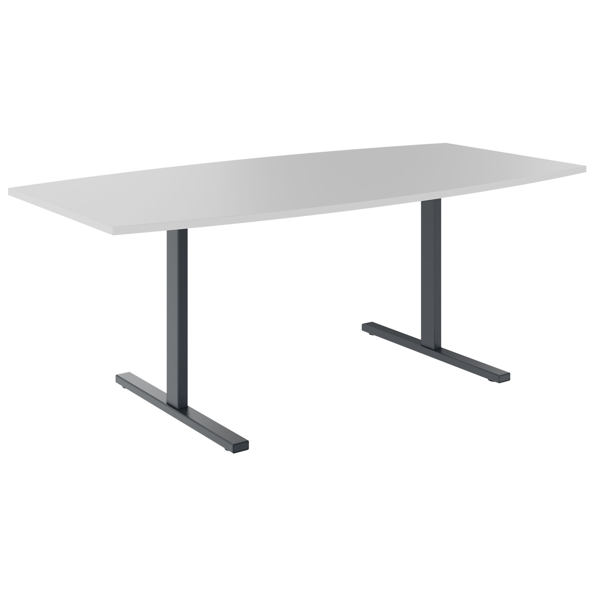 T-EASY Konferenztisch | Bootsform, 1800 - 2400 mm (6 - 10 Personen), Perlgrau - 1 Main Image