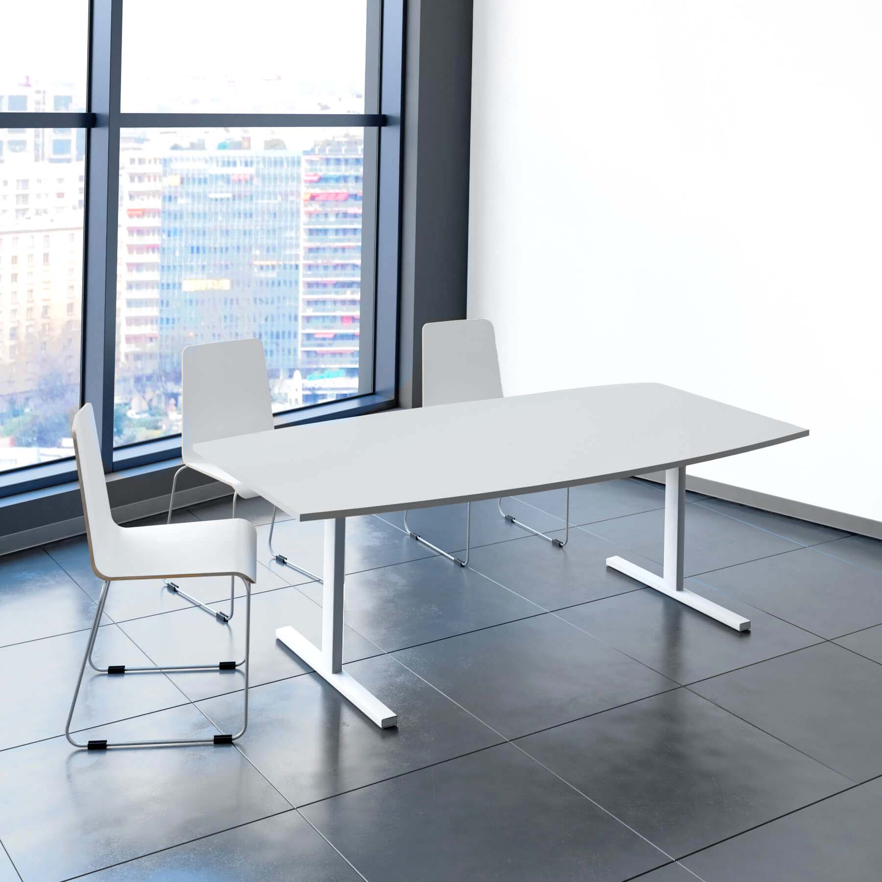 T-EASY Konferenztisch | Bootsform, 1800 - 2400 mm (6 - 10 Personen), Perlgrau - 9 Main Image