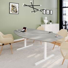 T-EASY Konferenztisch | Bootsform, 1800 - 2400 mm (6 - 10 Personen), Perlgrau