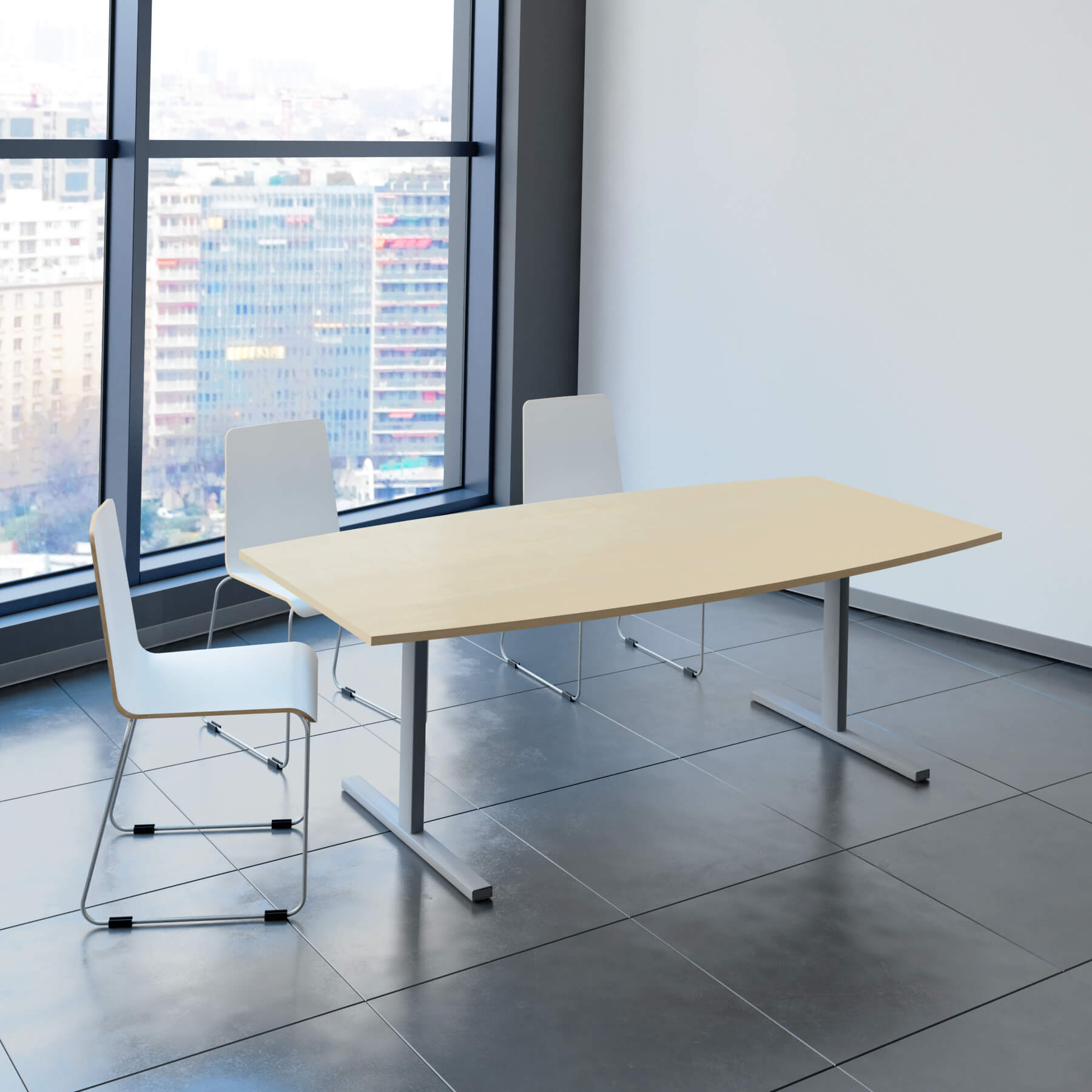 T-EASY Konferenztisch | Bootsform, 1800 - 2000 mm (6 - 10 Personen), Ahorn - 8 Main Image