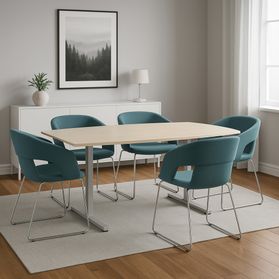 T-EASY Konferenztisch | Bootsform, 1800 - 2000 mm (6 - 10 Personen), Ahorn