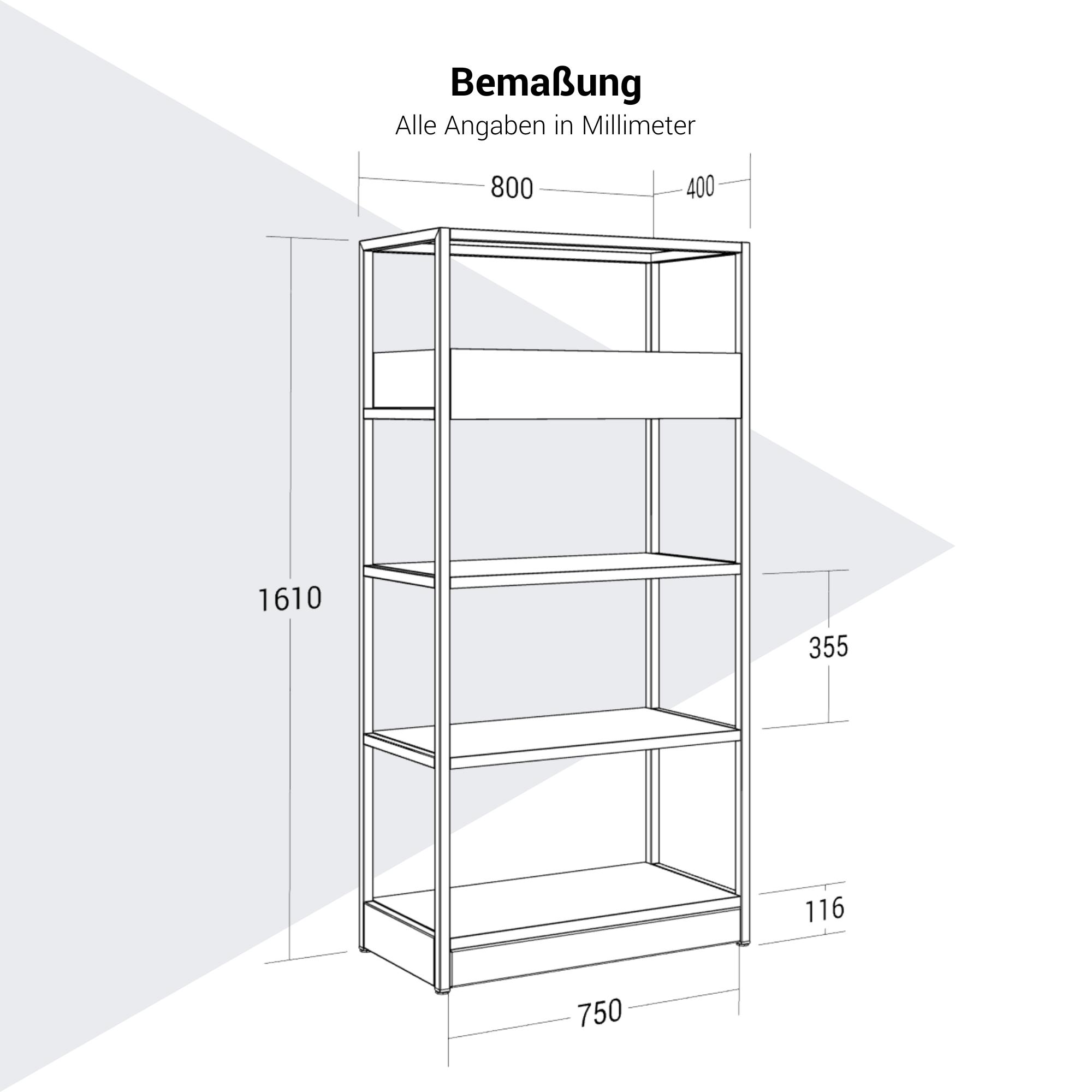 ATELLA Armoire d'étagère | 4 oh, 800 x 1610 mm, blanc - 9 Main Image