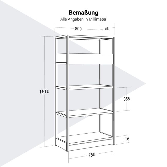 ATELLA Regalschrank | 4 OH, 800 x 1610 mm, Weiß ATELLA Regalschrank | 4 OH, 800 x 1610 mm, Weiß