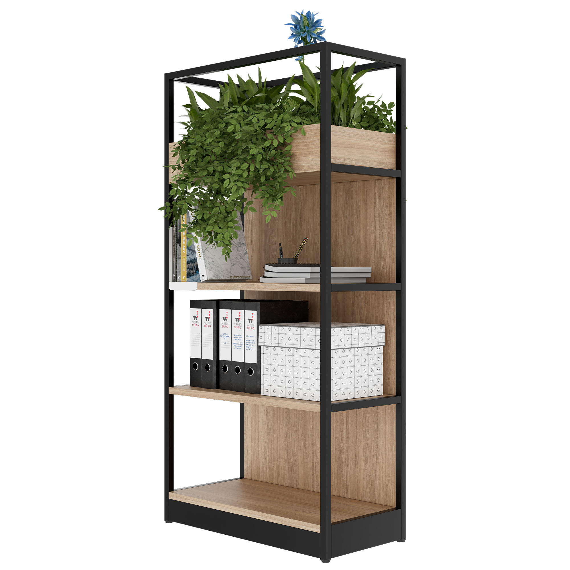 ATELLA Regalschrank | 4 OH, 800 x 1610 mm, Bernsteineiche - 3 Main Image