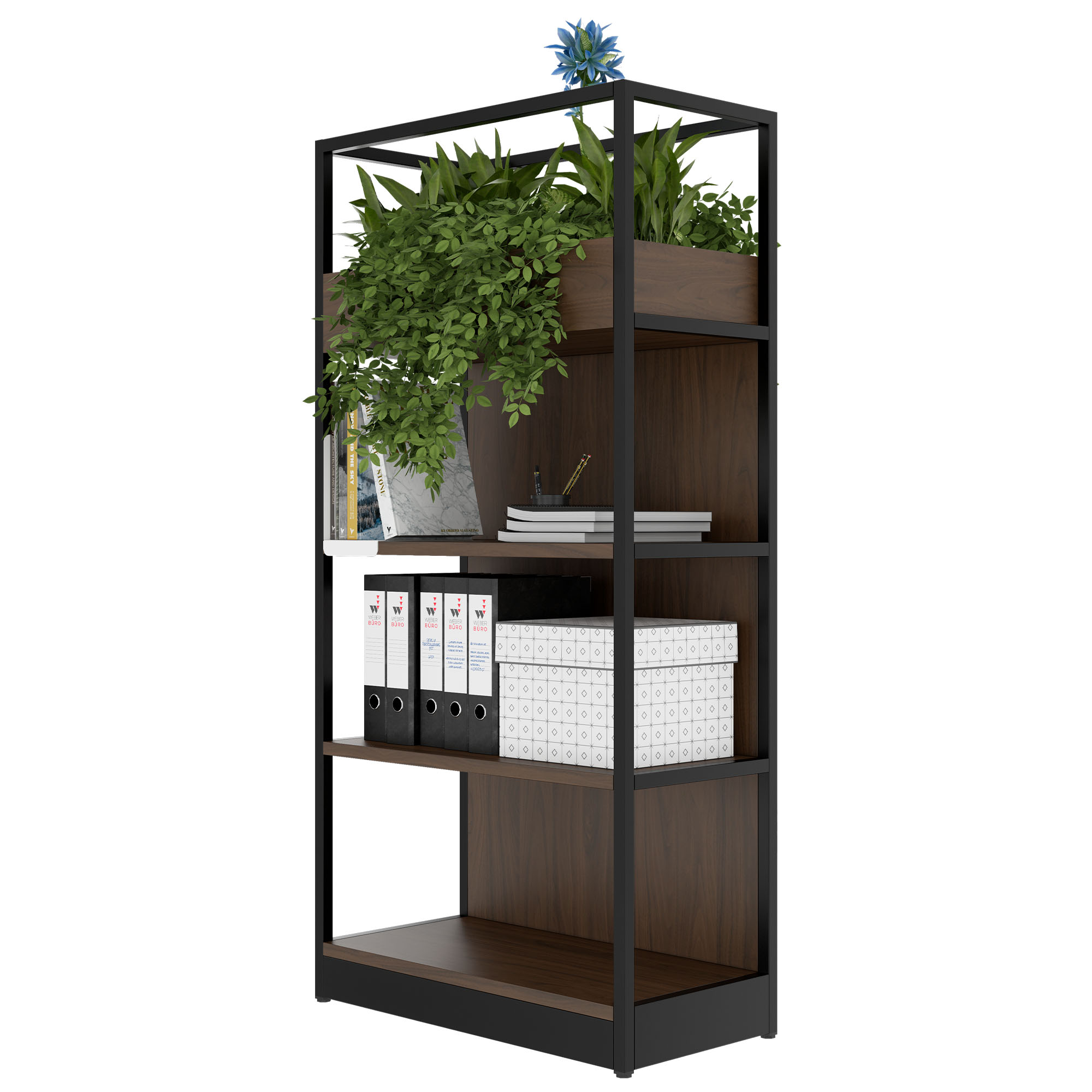 ATELLA Shelving unit | 4 OH, 800 x 1610 mm, walnut - 3 Main Image