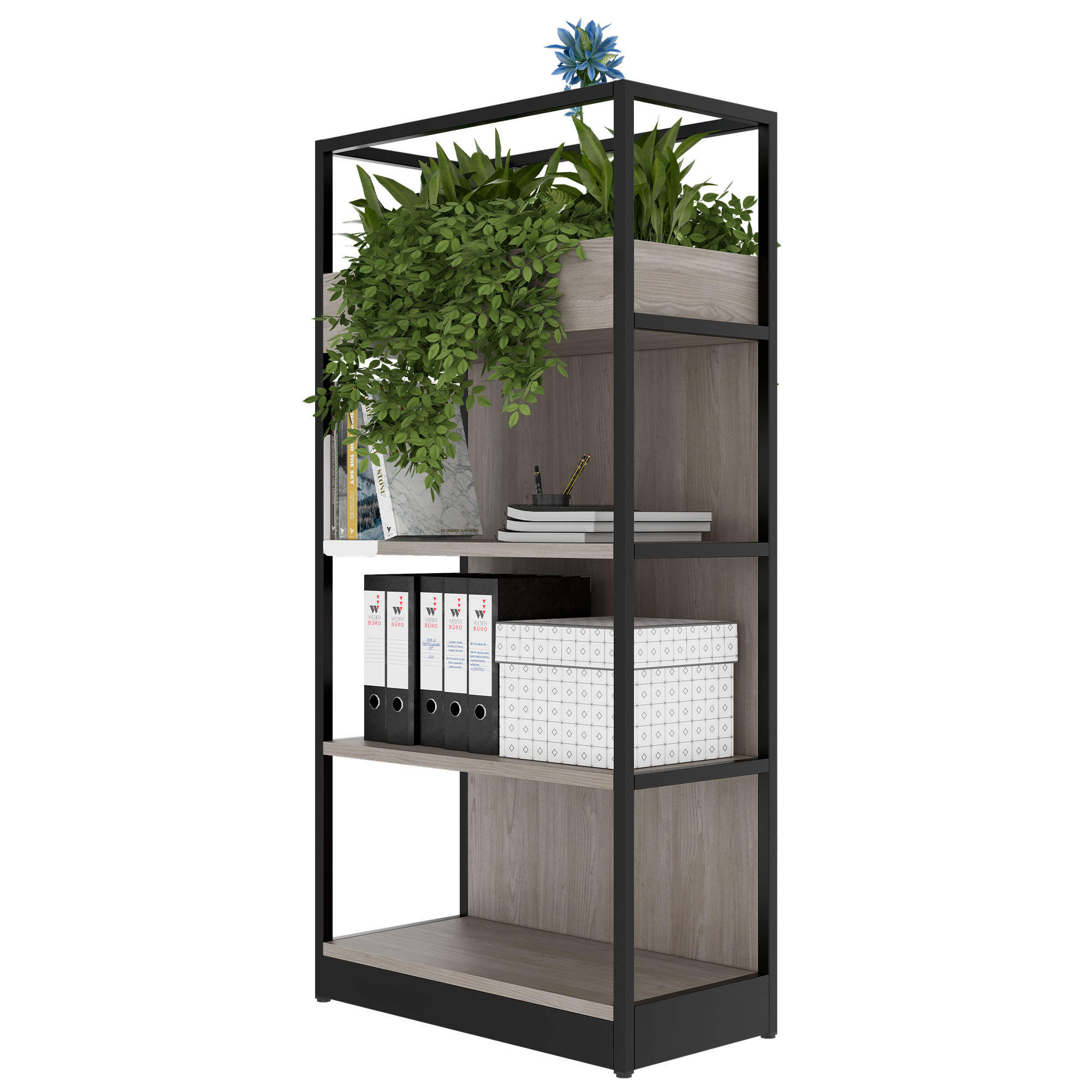 ATELLA shelf cabinet | 4 OH, 800 x 1610 mm, gray northern oak - 3 Main Image