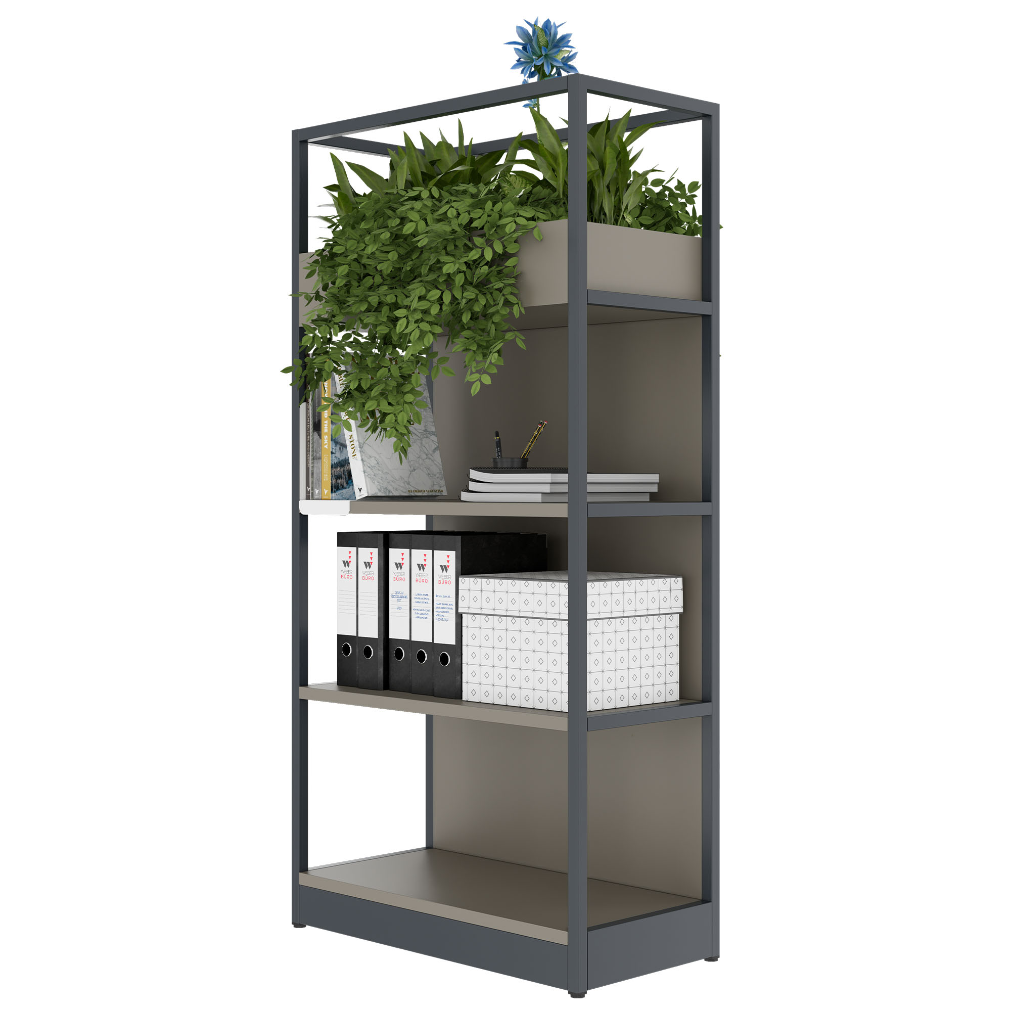 ATELLA shelf cabinet | 4 OH, 800 x 1610 mm, Cubanite gray - 3 Main Image
