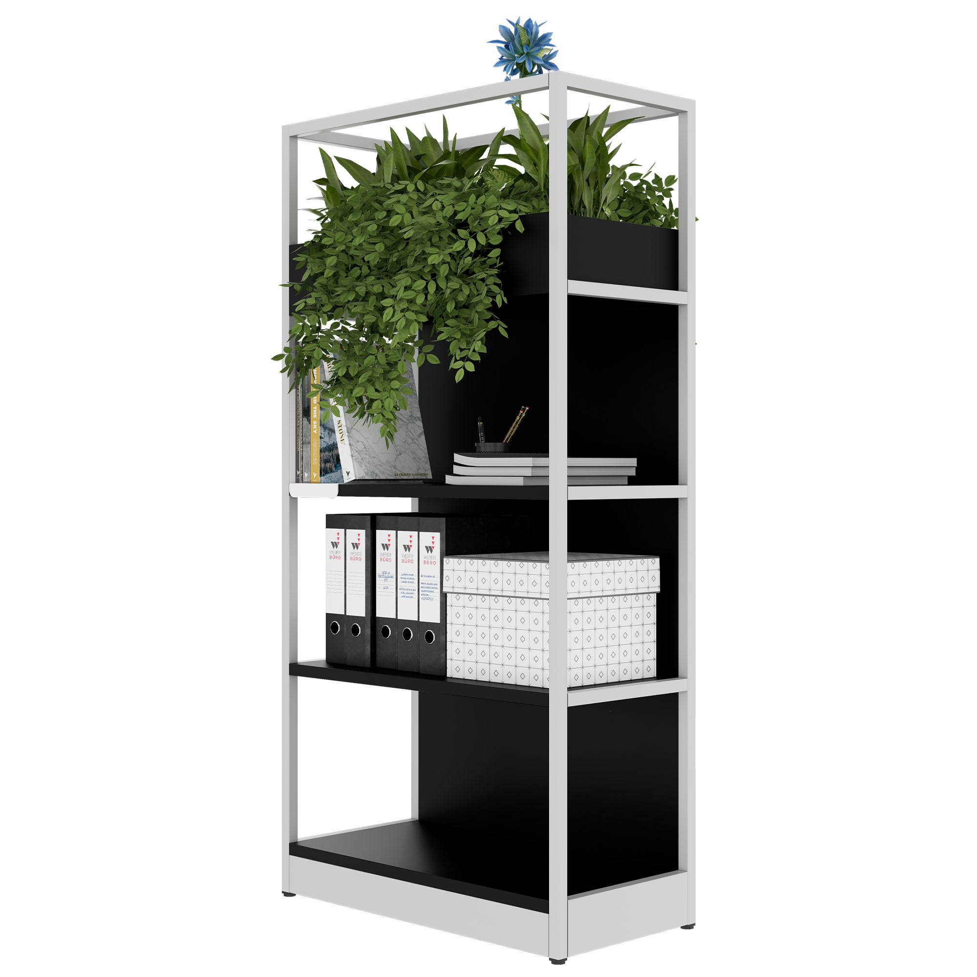 ATELLA shelf cabinet | 4 OH, 800 x 1610 mm, black - 3 Main Image