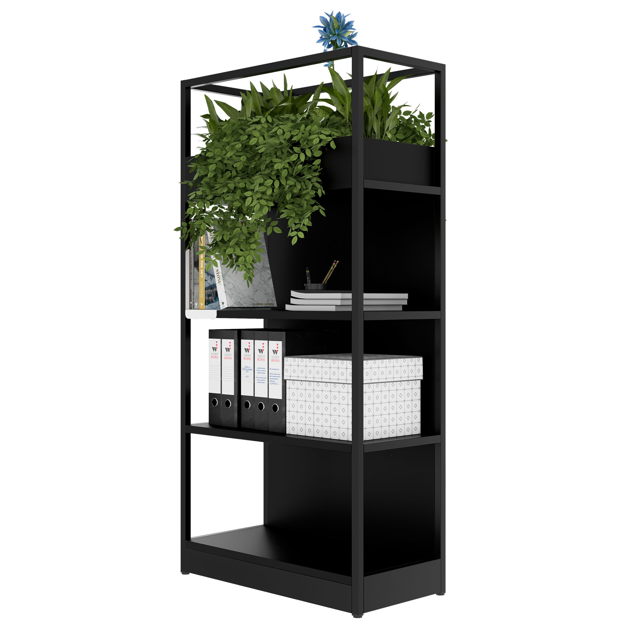 ATELLA Shelving Unit | 4 SH, 800 x 1610 mm, Black - 3 Main Image